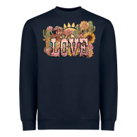 Navy love horse western floral Heavyweight Sweatshirt - NancyCooperArtShop