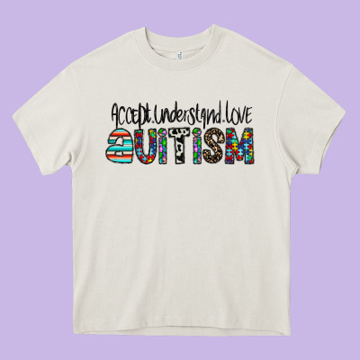 Accept. Understand Love Autism Heavy Core Tee Designed By Cowhidedigitalart