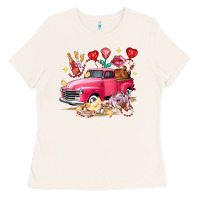 Bone valentine's day truck farm animals Ladies Tee - FaDigitalArtStudio