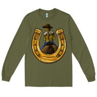 Army Green horseshoe and cowgirl Long Sleeve Tee - JahusDesignShop