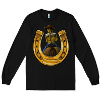 Black horseshoe and cowgirl Long Sleeve Tee - JahusDesignShop