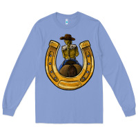 Colony Blue horseshoe and cowgirl Long Sleeve Tee - JahusDesignShop