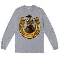 Heather Grey horseshoe and cowgirl Long Sleeve Tee - JahusDesignShop