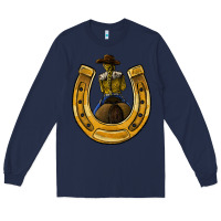 Navy horseshoe and cowgirl Long Sleeve Tee - JahusDesignShop