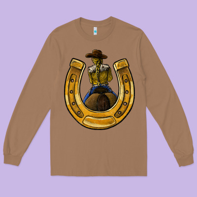Horseshoe And Cowgirl Long Sleeve Tee Designed By Jahusdesignshop