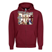 Burgundy Christmas Begins With Christ Zipper Hoodie - Bettercallsaul