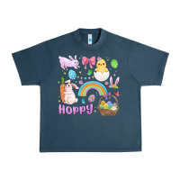 Midnight Navy easter hoppy bunny Urban Heavy Tee - MaliasSmallBusiness