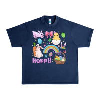 Navy easter hoppy bunny Urban Heavy Tee - MaliasSmallBusiness