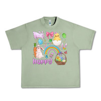 Oil Green easter hoppy bunny Urban Heavy Tee - MaliasSmallBusiness