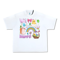 White easter hoppy bunny Urban Heavy Tee - MaliasSmallBusiness