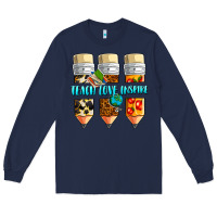 Navy teach love inspire Long Sleeve Tee - NancyCooperArtShop