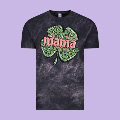 Leopard Shamrock Mama Vintage Tee Designed By Maliassmallbusiness