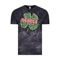 Cloud Black leopard shamrock mama Vintage Tee - MaliasSmallBusiness