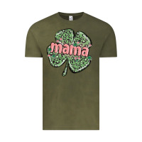 Vintage Olive leopard shamrock mama Vintage Tee - MaliasSmallBusiness