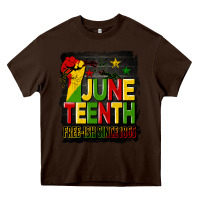 Chocolate Brown juneteenth fist free ish since 1865 with background Heavy Core Tee - HRA Design Shop