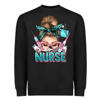 Black nurse life messy bun Heavyweight Sweatshirt - NancyCooperArtShop