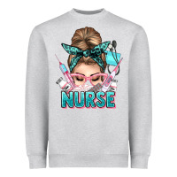 Heather Grey nurse life messy bun Heavyweight Sweatshirt - NancyCooperArtShop