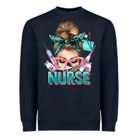 Navy nurse life messy bun Heavyweight Sweatshirt - NancyCooperArtShop