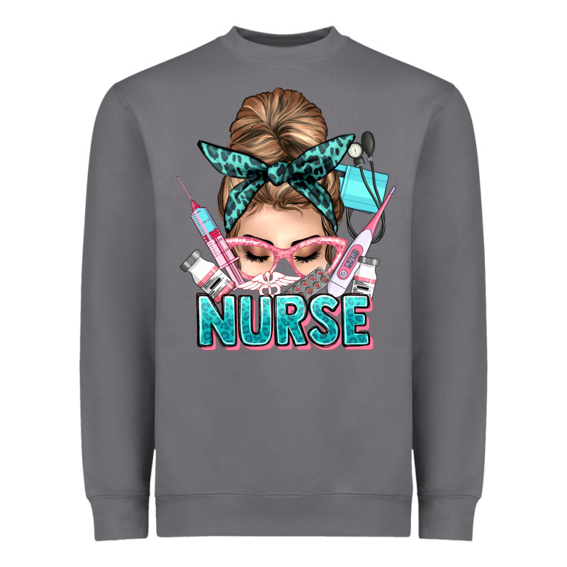 Nurse Life Messy Bun Heavyweight Sweatshirt by NancyCooperArtShop | Teevron