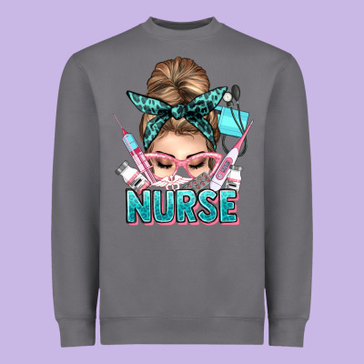 Nurse Life Messy Bun Heavyweight Sweatshirt Designed By Nancycooperartshop