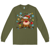 Army Green christmas deer school Long Sleeve Tee - MaliasSmallBusiness