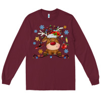 Burgundy christmas deer school Long Sleeve Tee - MaliasSmallBusiness