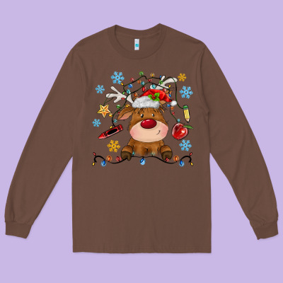 Christmas Deer School Long Sleeve Tee Designed By Maliassmallbusiness