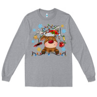Heather Grey christmas deer school Long Sleeve Tee - MaliasSmallBusiness