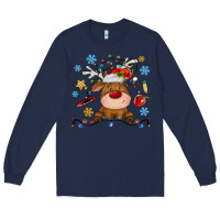 Navy christmas deer school Long Sleeve Tee - MaliasSmallBusiness