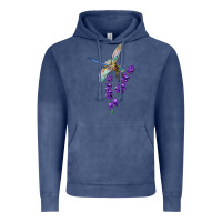 Vintage Denim Dragonfly With Lavender Vintage Hoodie - LillyAllenDesigns