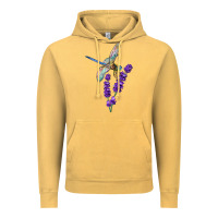 Vintage Mustard Dragonfly With Lavender Vintage Hoodie - LillyAllenDesigns