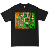 Black irish flag with shamrocks  dead inside but lucky Premium Tee - AdoDesignShop