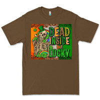 Cacao irish flag with shamrocks  dead inside but lucky Premium Tee - AdoDesignShop