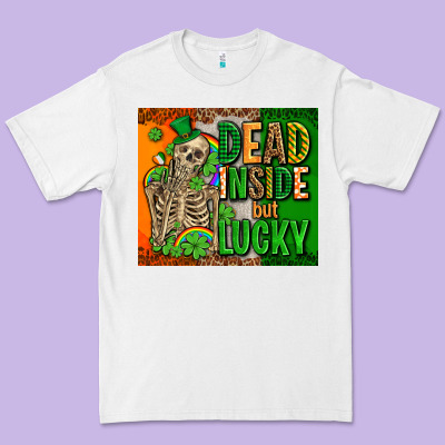 Irish Flag With Shamrocks  Dead Inside But Lucky Premium Tee Designed By Adodesignshop