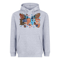 Heather Grey Love America wings 4th of july Heavyweight Hoodie - HowdyJamesFarm