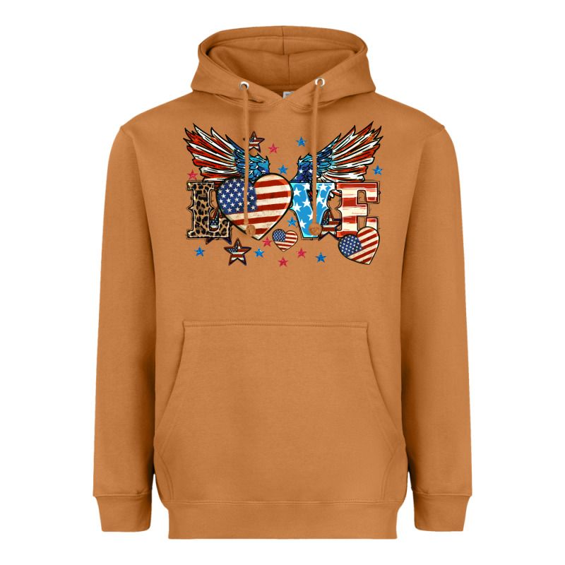 Love America Wings 4th Of July Heavyweight Hoodie by HowdyJamesFarm | Teevron