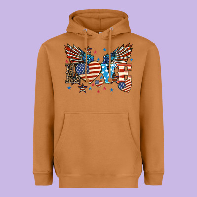 Love America Wings 4th Of July Heavyweight Hoodie Designed By Howdyjamesfarm