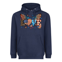 Navy Love America wings 4th of july Heavyweight Hoodie - HowdyJamesFarm