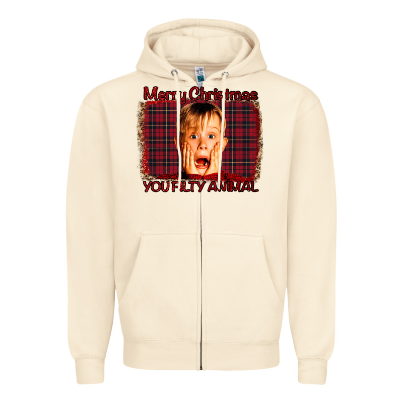Merry Christmas You Filthy Animal Zipper Hoodie by Bettercallsaul | Teevron