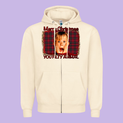 Merry Christmas You Filthy Animal Zipper Hoodie Designed By Bettercallsaul