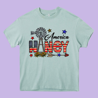 America Honey Heavy Core Tee Designed By Cowhidedigitalart