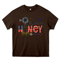 Chocolate Brown america honey Heavy Core Tee - CowhideDigitalArt