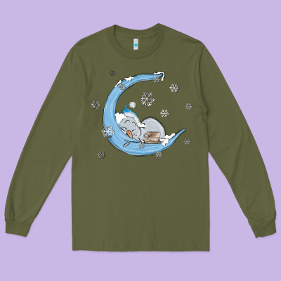 Snowman And Moon Long Sleeve Tee Designed By Maliassmallbusiness