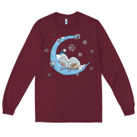 Burgundy snowman and moon Long Sleeve Tee - MaliasSmallBusiness