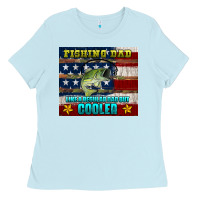 Baby Blue fishing dad like a regular but cooler Ladies Tee - HRA Design Shop