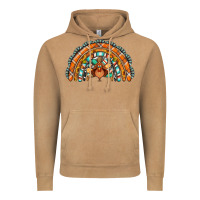 Turquoise Thanksgiving Turkey Rainbow Vintage Hoodie | Teevron