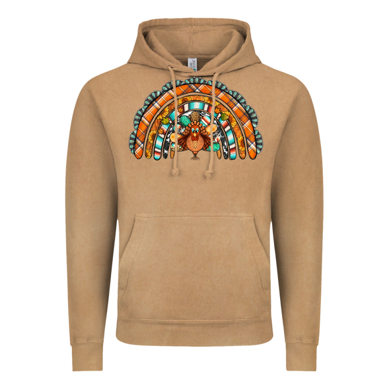 Turquoise Thanksgiving Turkey Rainbow Vintage Hoodie by Jasminsmagicworld | Teevron