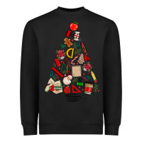 Black teacher christmas tree Heavyweight Sweatshirt - MaliasSmallBusiness