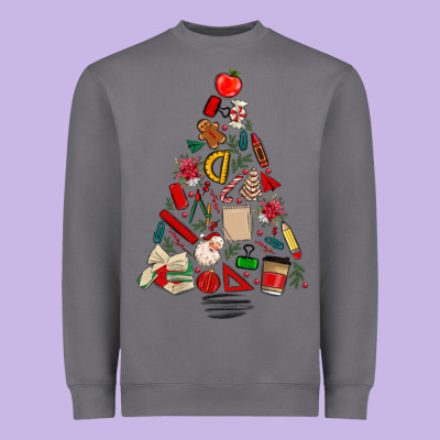 Teacher Christmas Tree Heavyweight Sweatshirt Designed By Maliassmallbusiness