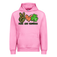 Fuchsia Pink peace love shamrock Urban Hoodie - FaDigitalArtStudio
